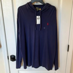 Ralph Lauren Long Sleeve Hooded Pullover in Navy Blue